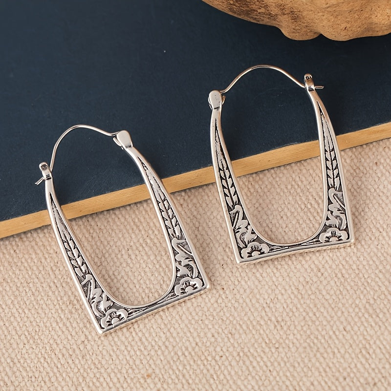 Vintage Boho Design&nbsp;U-Shape Floral Earrings