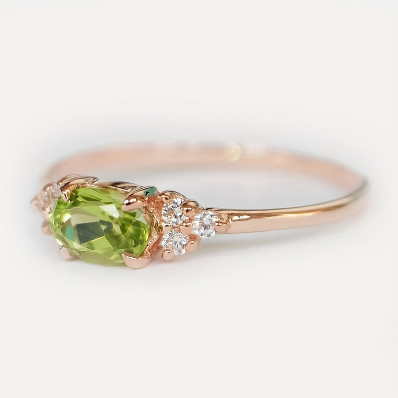 Bohemian Style Classic Oval Zirconia Rose Gold Plated Ring