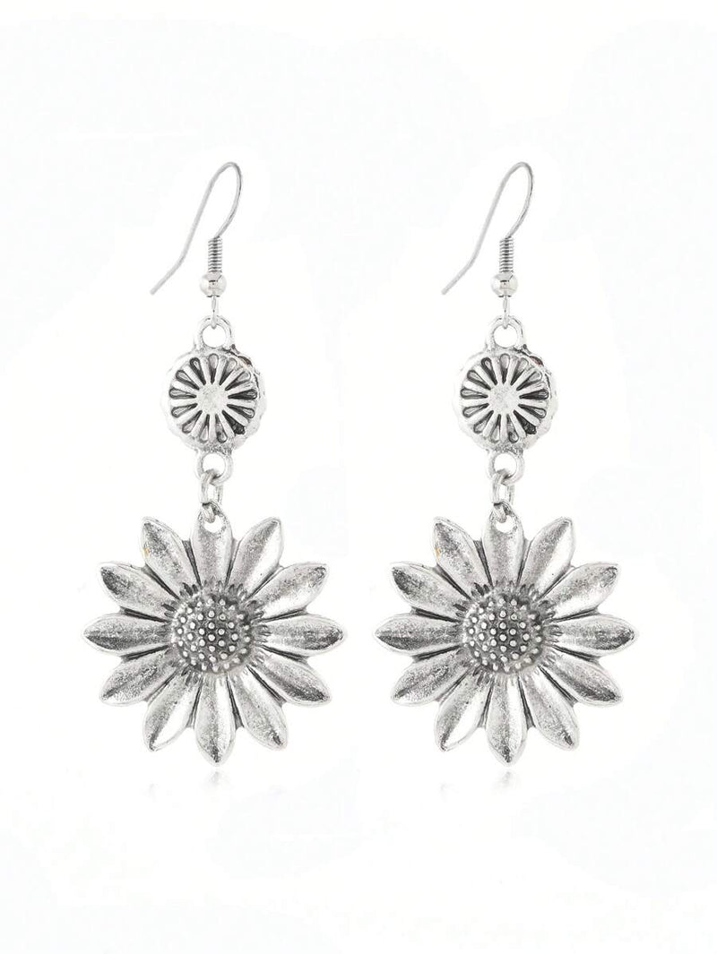 Vintage Bohemian Sunflower Pendant Earrings