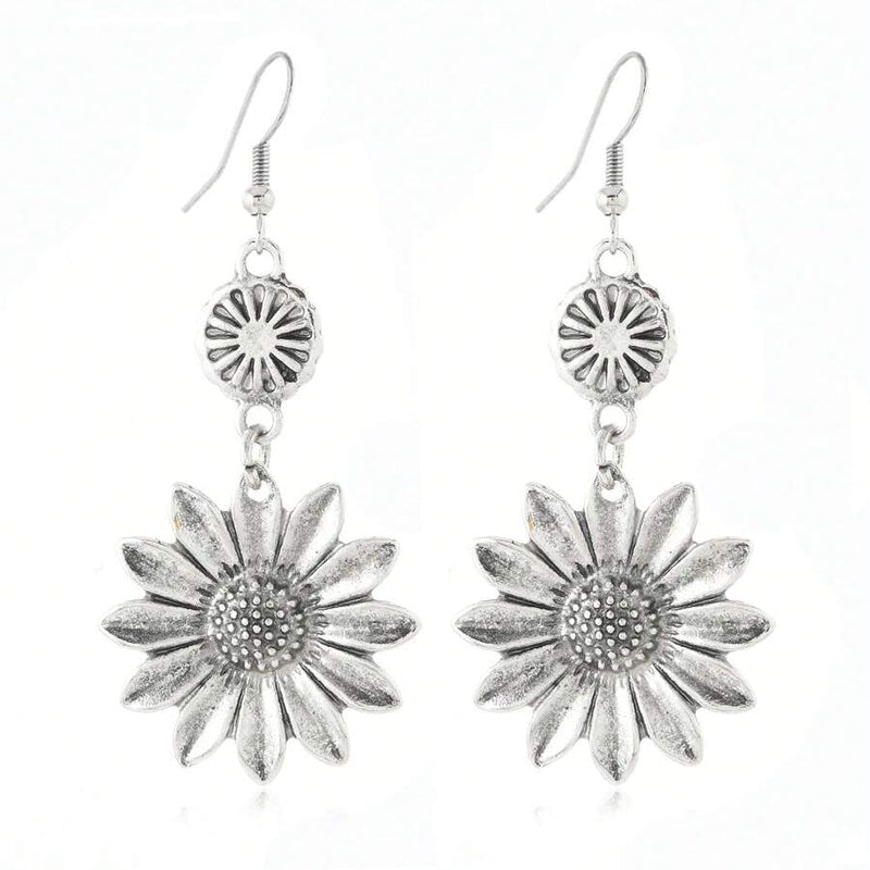 Vintage Bohemian Sunflower Pendant Earrings