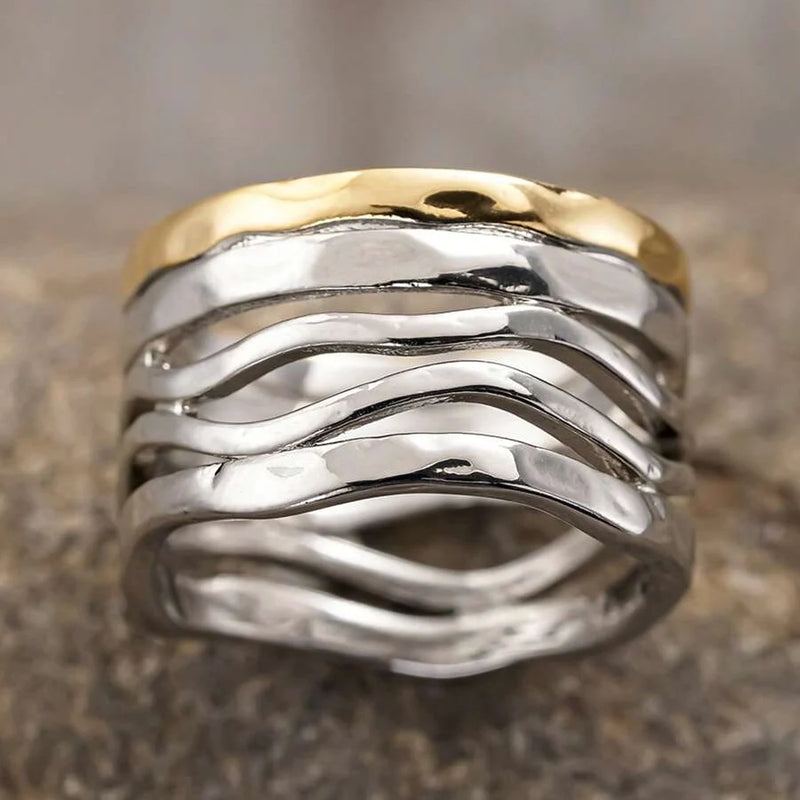 Retro Handcrafted Mixed Metal Multi Strand Wide Band