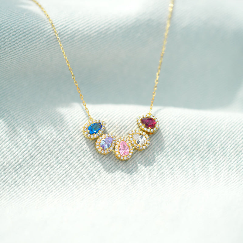 Tears of Joy Teardrop Family Birthstone Necklace