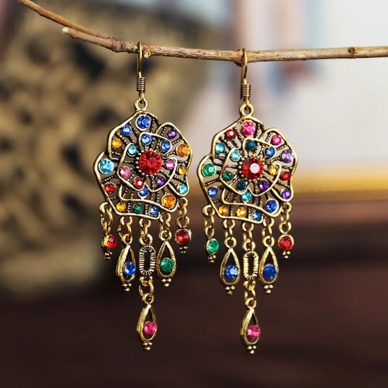 Vintage Colorful Mandala Earrings