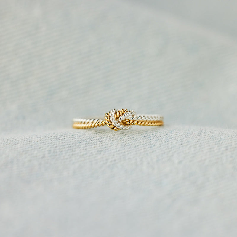 Handcrafted Mother & Daughter Bond Two Strand Knot Ring