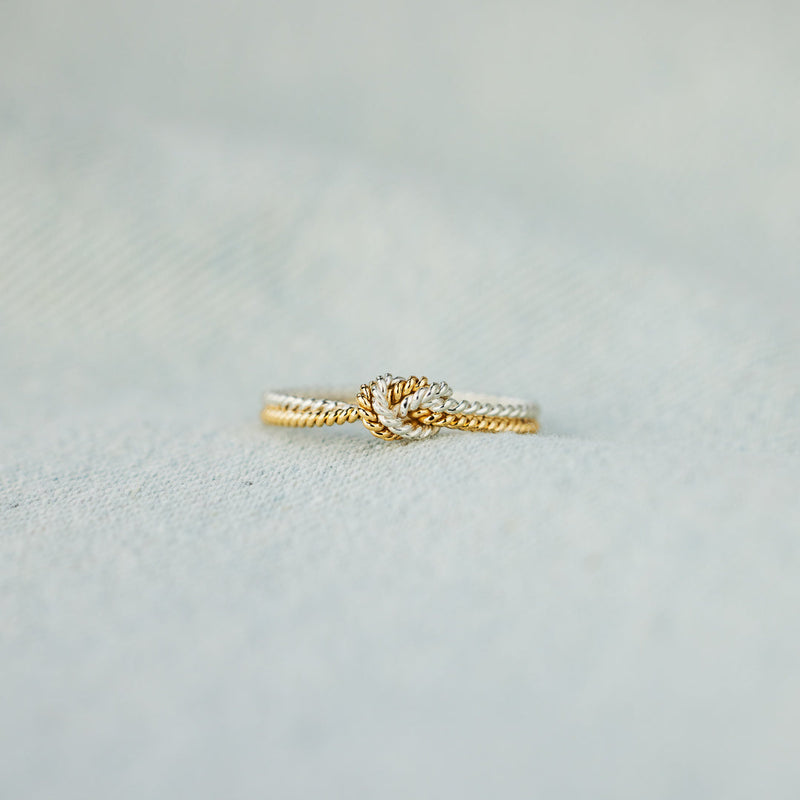 Handcrafted Mother & Daughter Bond Two Strand Knot Ring