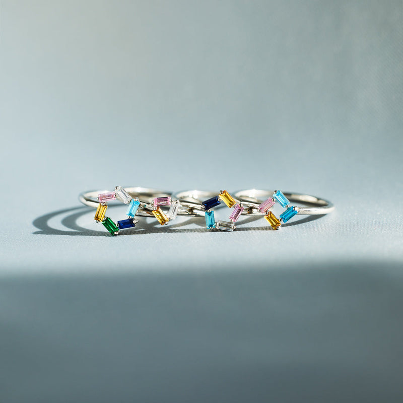 Personalized Baguette Birthstones Ring