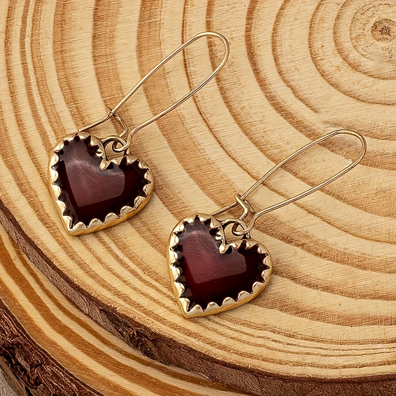 Vintage Bohemian Resin Red Drip Heart Earrings