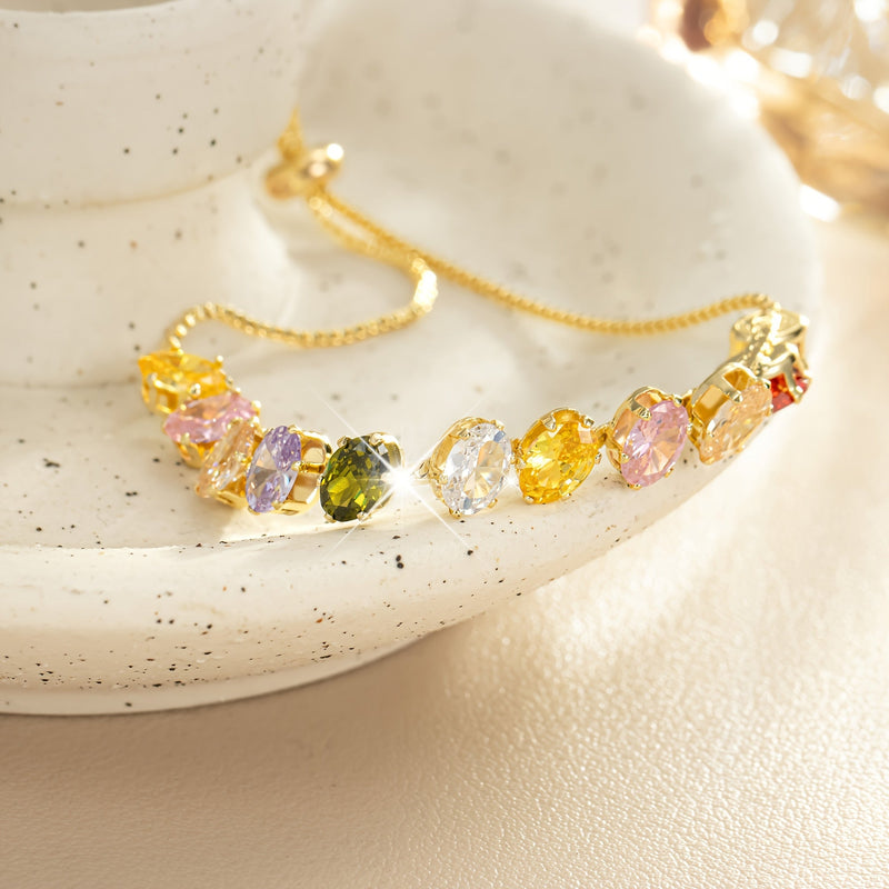 Minimalist Colorful Zirconia Gemstone Adjustable Tennis Bracelet