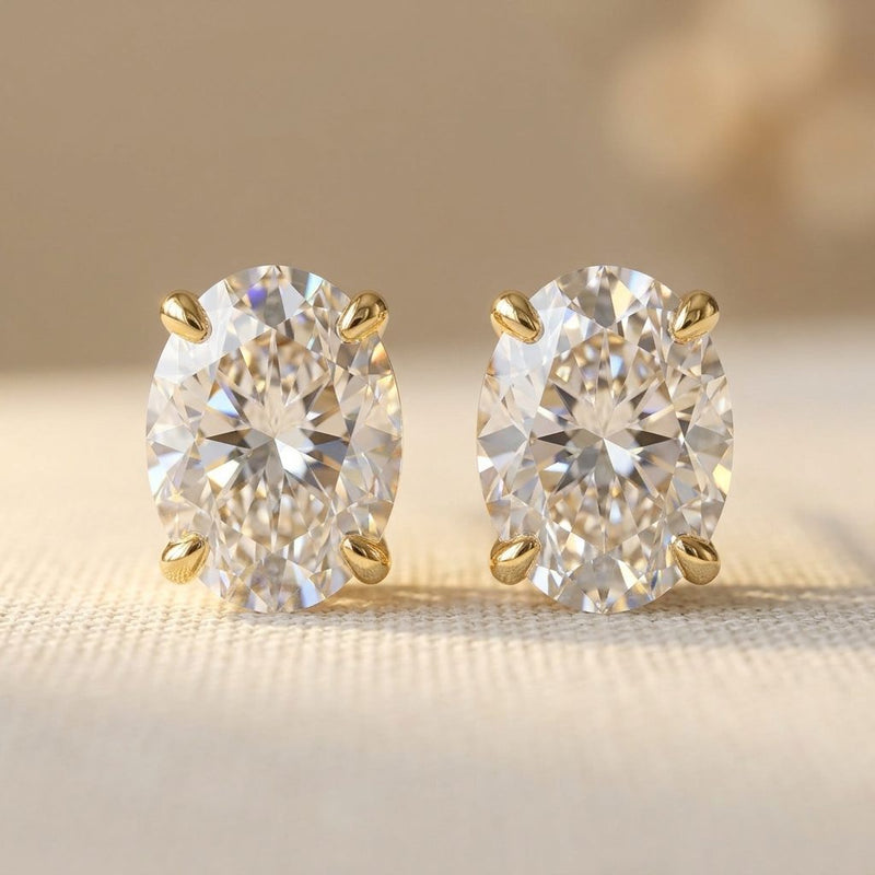 Simple Shiny Oval Stud Earrings