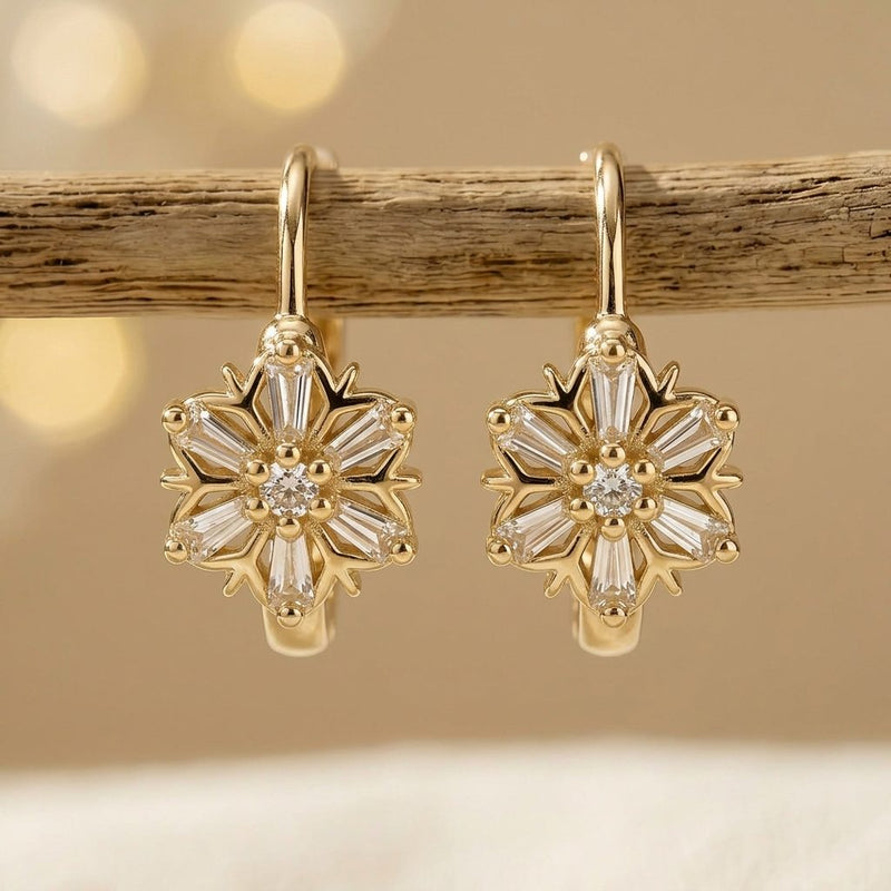 Minimalist Circle Snowflake Copper Earrings