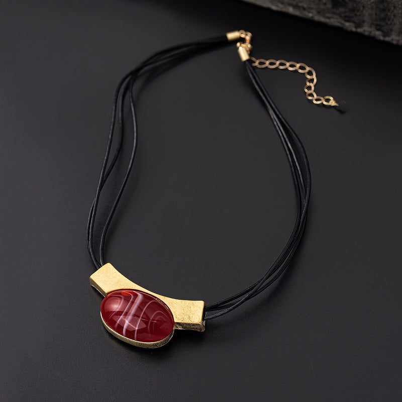 Elegant Bohemian Gemstone Gold Plated Necklace