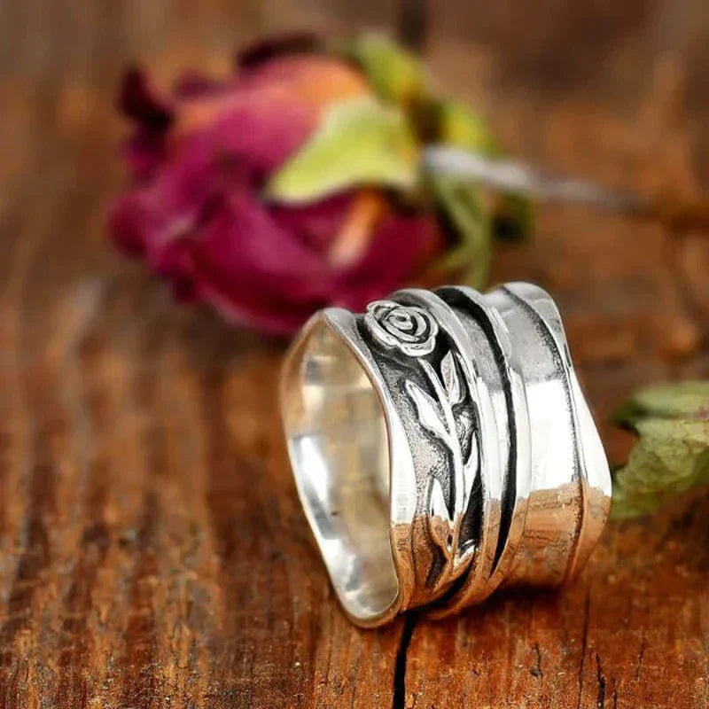 Vintage Bohemian Silver Flower Ring