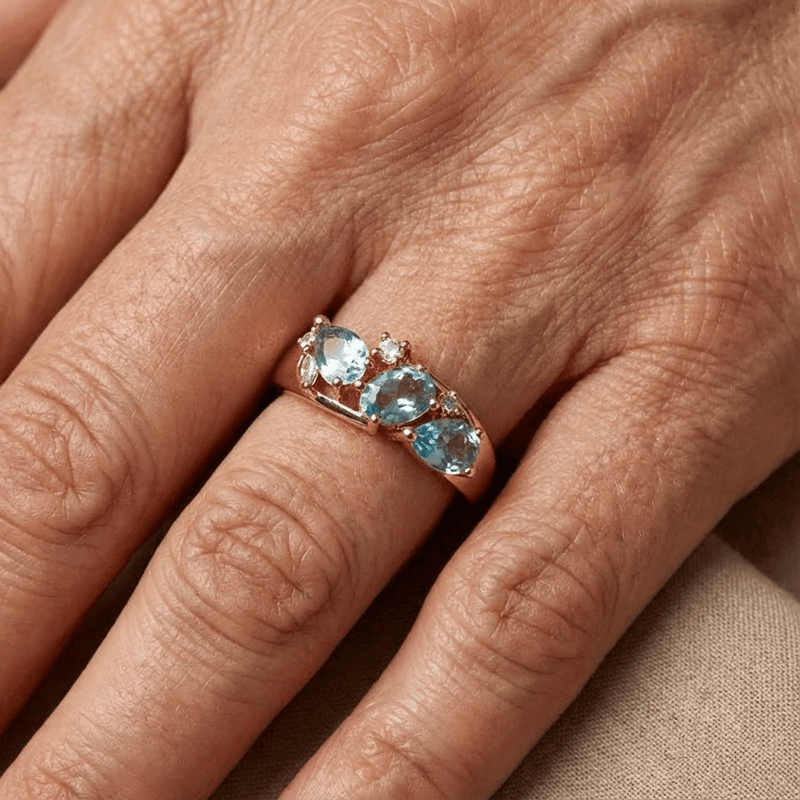 Blue Zirconia Ring in Gold