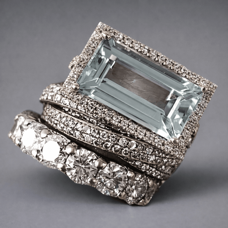 Vintage Silver Turquoise Glass Stackable Ring Set