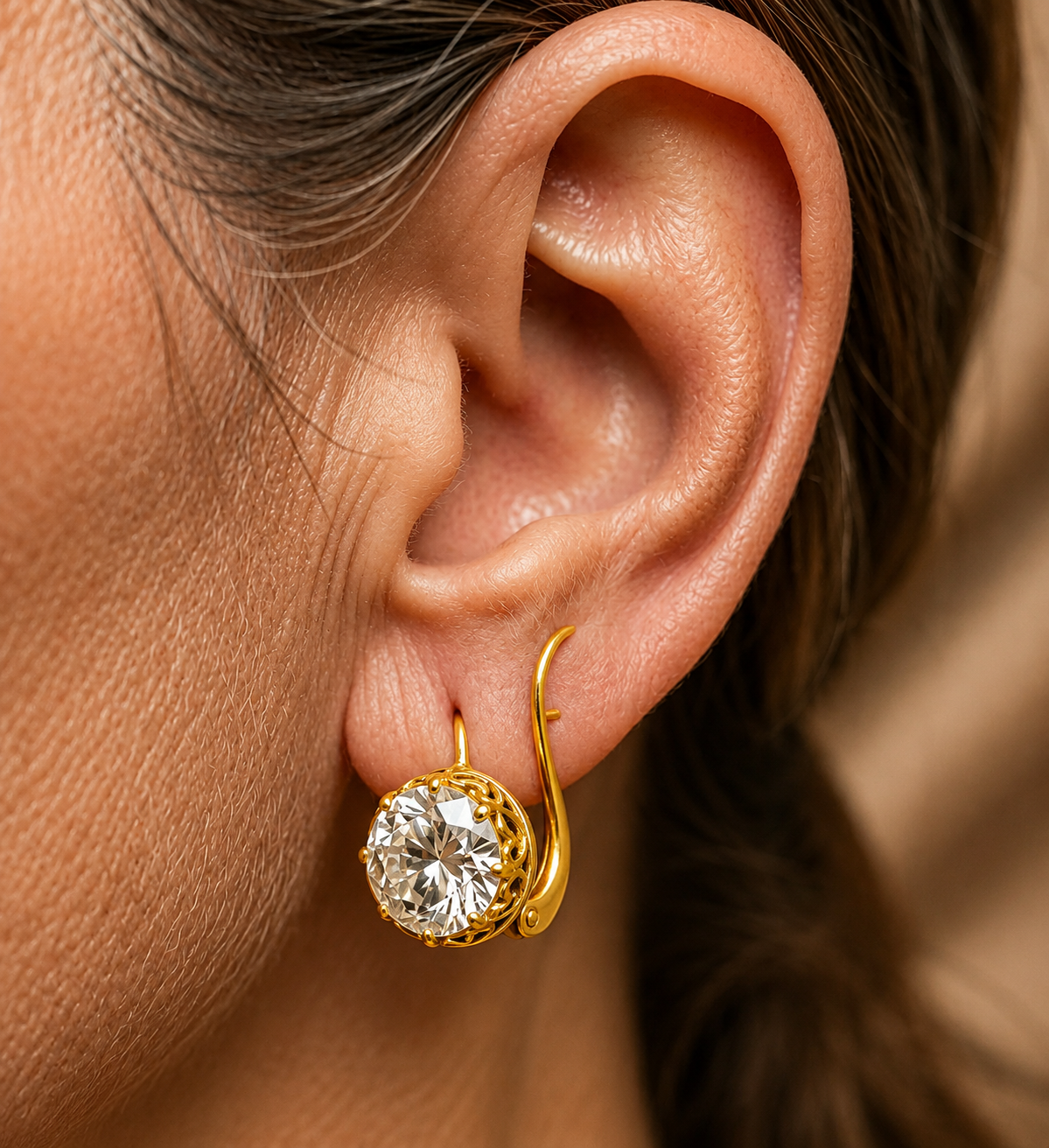 Cassiel Luxe Gold Zirconia Earrings