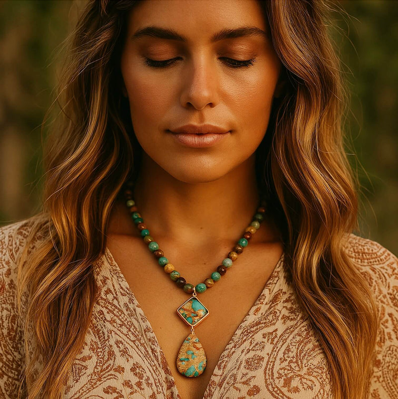 Multicolor Jasper Pendant Spiritual Necklace