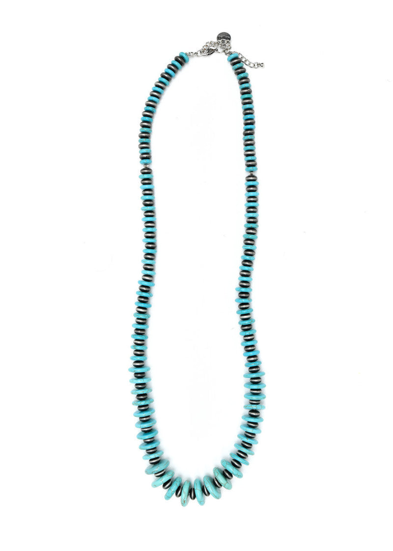 Elegant Vintage Boho Turquoise Disc Bead Necklace