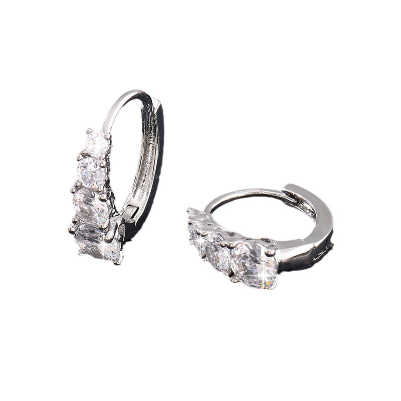 Classic Sparkling Cubic Zirconia Hinged Hoop Earrings