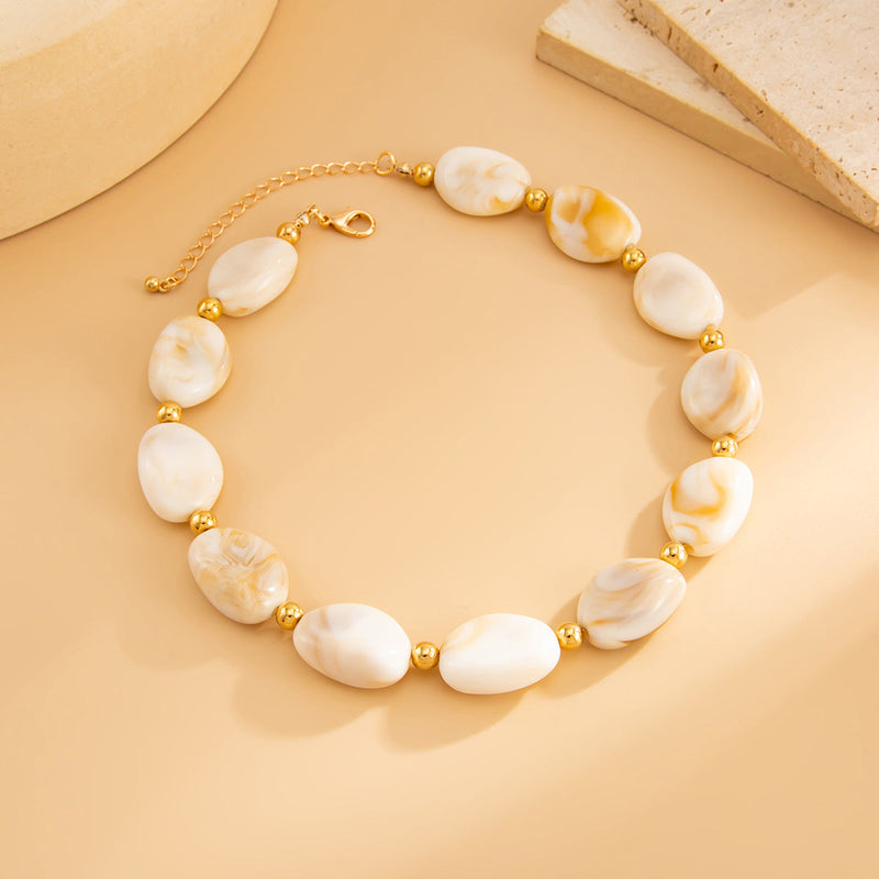 Bohemian Geometric Asymmetrical Beaded Necklace