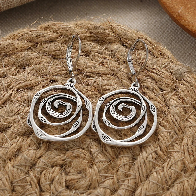 Sculptural Spiral Sterling Silver Drop Earrings