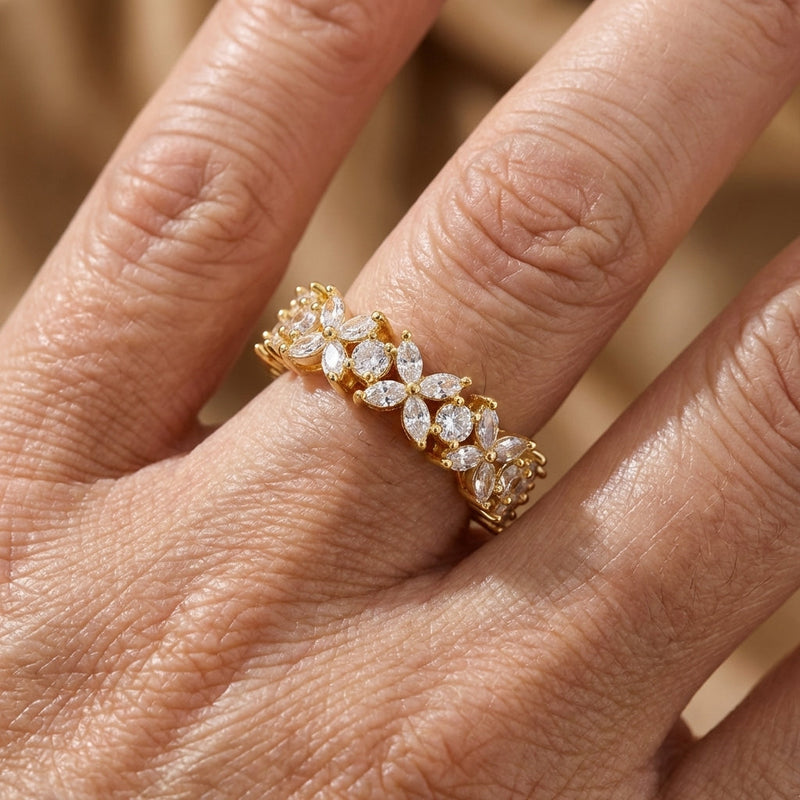 Shiny Horse Eye Shaped Zirconia Inlaid Ring