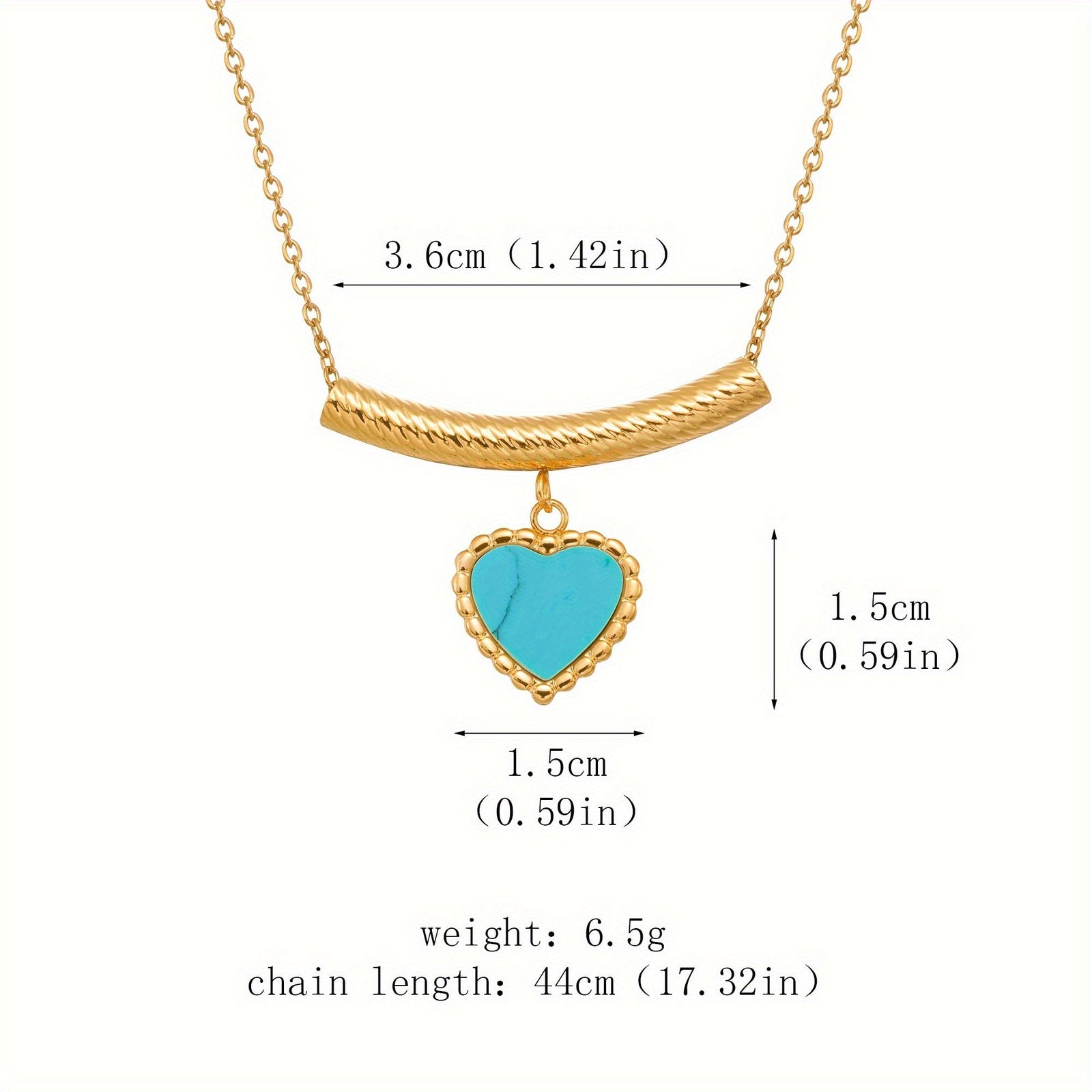 Bohemian Heart Shaped Turquoise Pendant Necklace