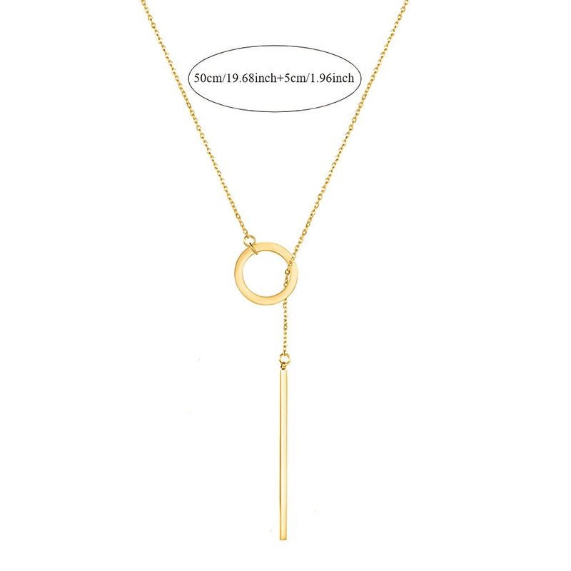 Modern Gold Y-Drop Necklace in Stainless Steel