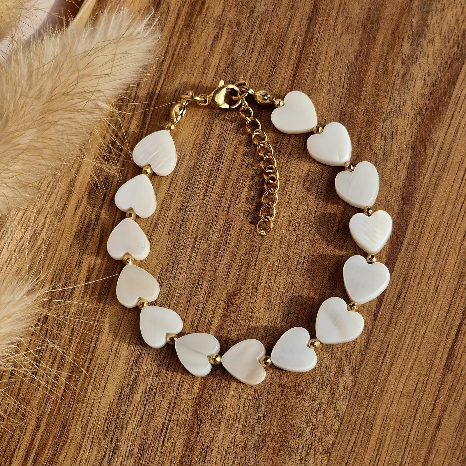 Bohemian Natural Stone Shell Heart Bracelet