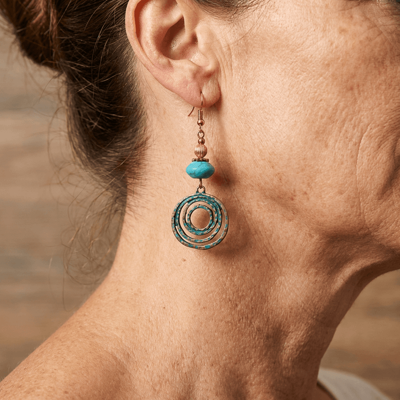 Vintage Red Copper Bohemian Drop Earrings