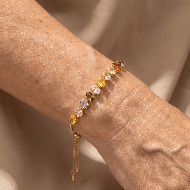 Minimalist Colorful Zirconia Gemstone Adjustable Tennis Bracelet