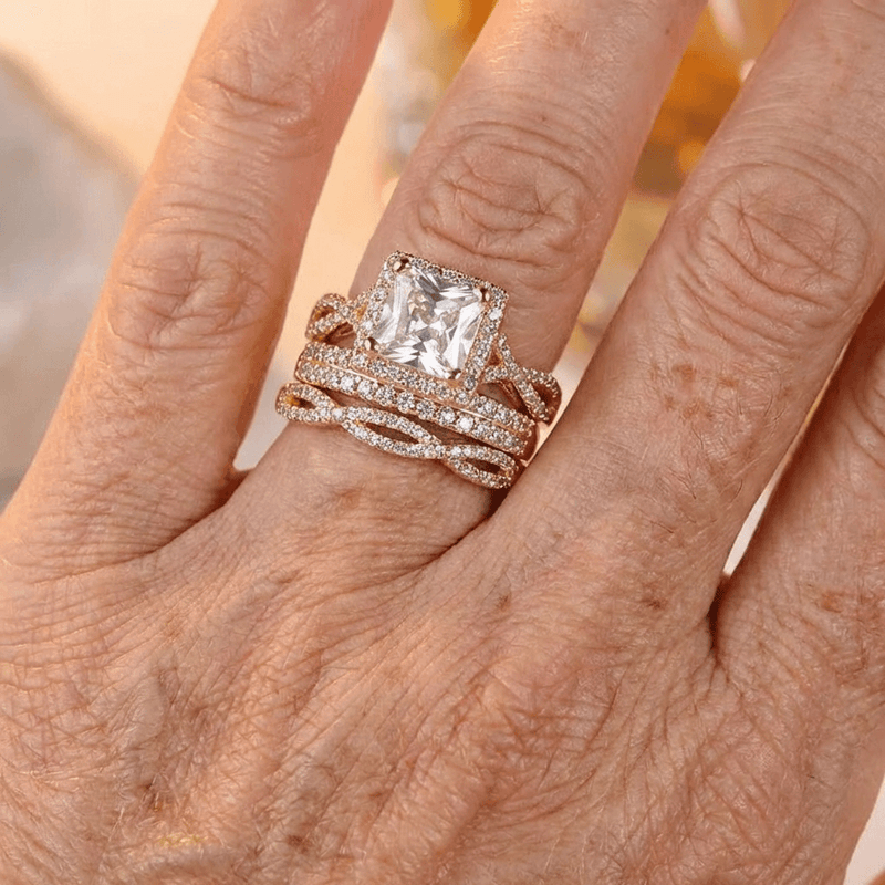 Pavé Solitaire Ring Trio Set