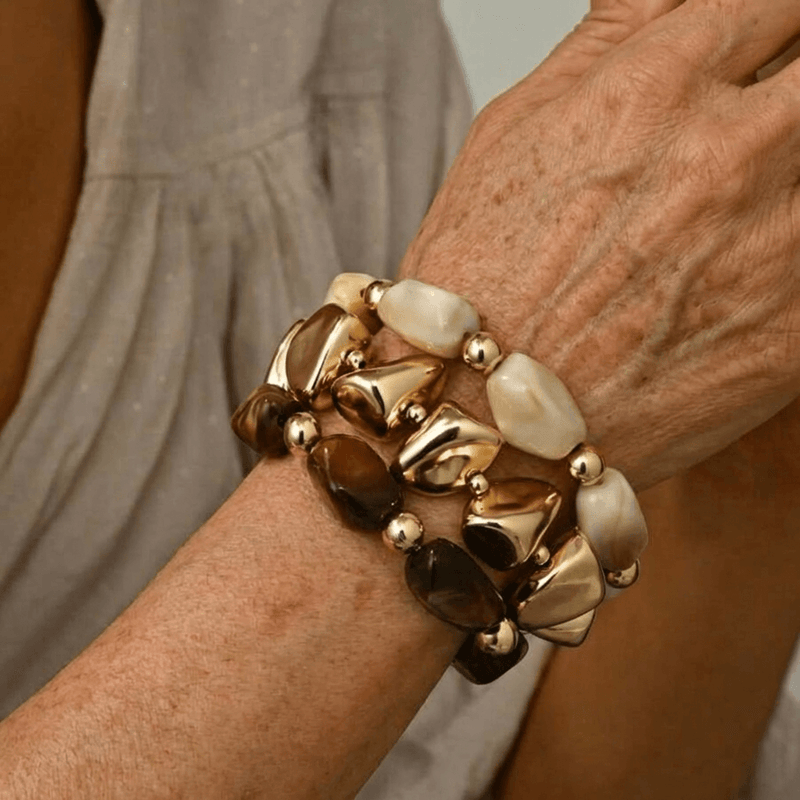 Bohemian Retro Geometric Thick Acrylic Beaded Bracelet