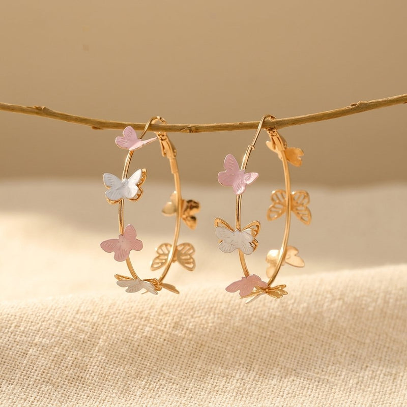 Elegant Bohemian Butterfly Hoop Earrings