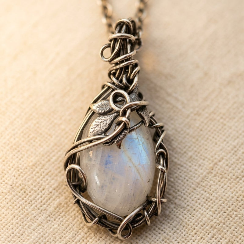 Vintage Moonstone Silver Necklace