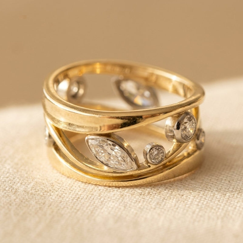 Vintage Gold-Tone Finish &amp; Zirconia ring