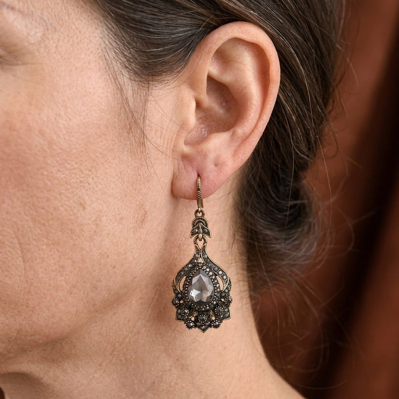 Luxury Boho Gray Crystal Earrings
