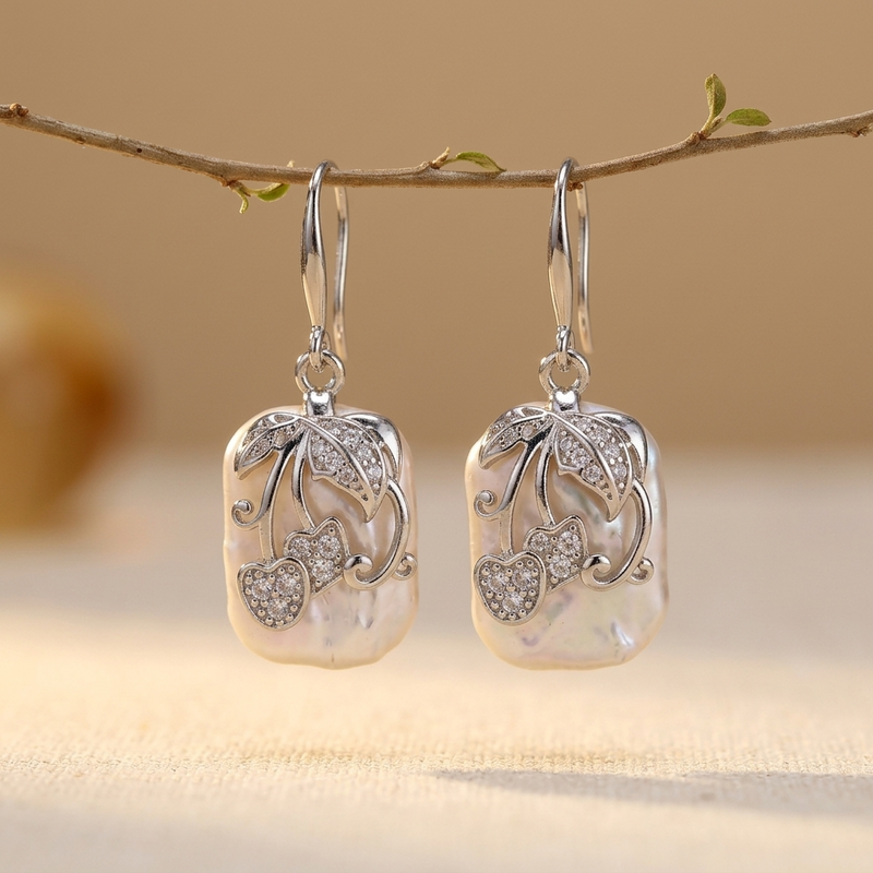 Silver Baroque Pearl Drop Earrings