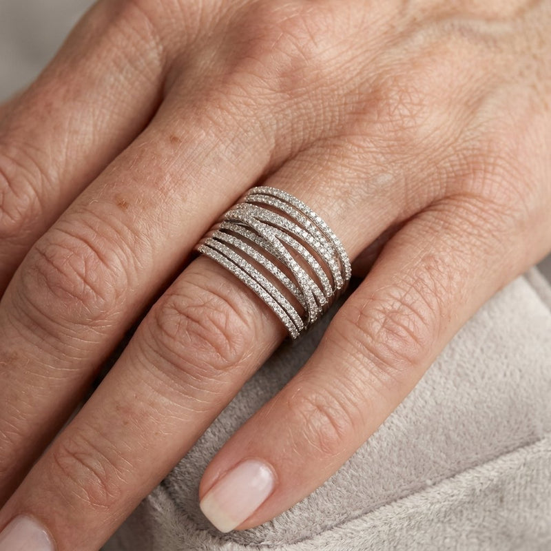 Vintage Layered Zirconia Stainless Steel ring