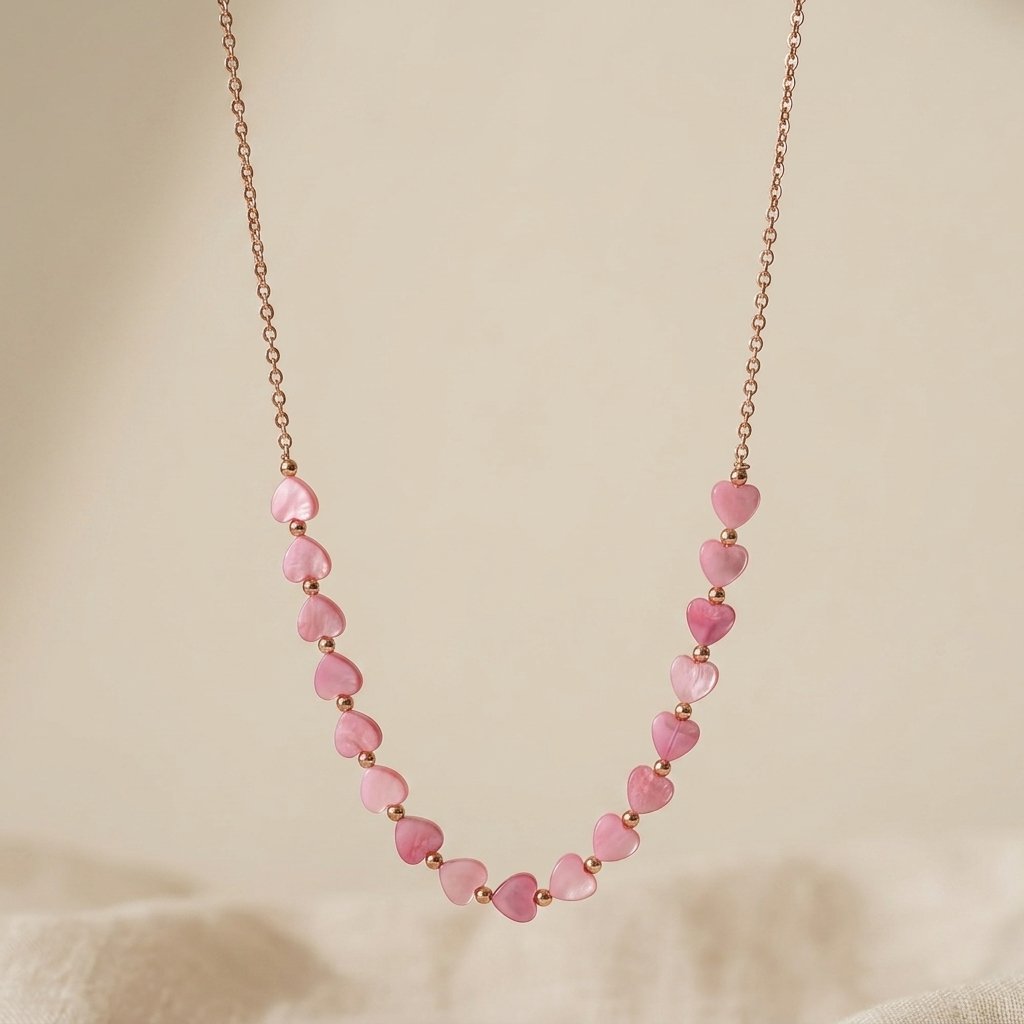 Bohemian Heart Beaded Pink Choker Necklace