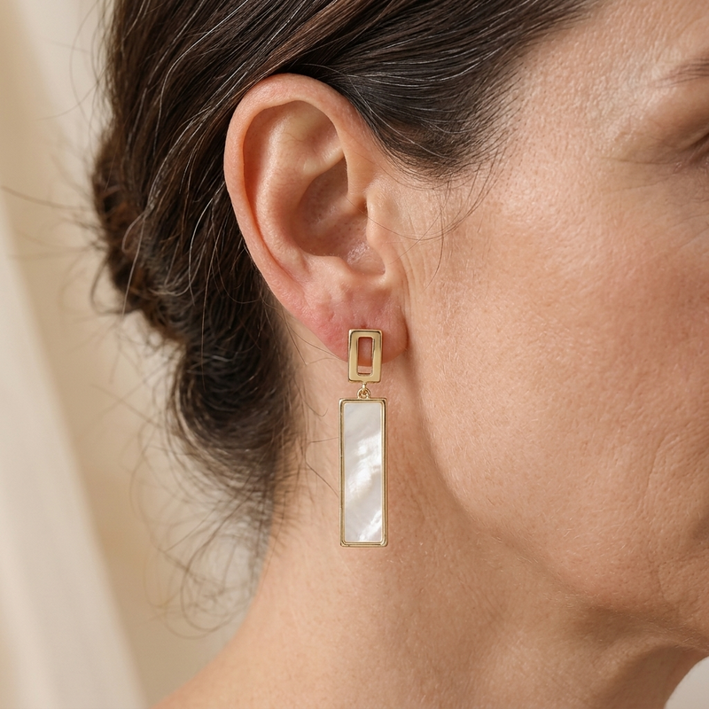Acrylic Drop Earrings Gold Plated