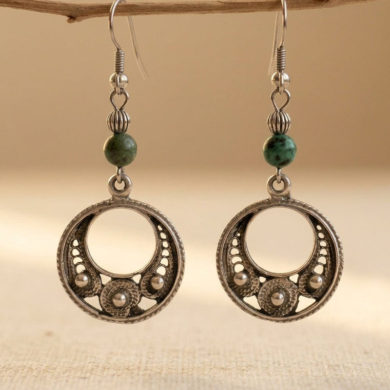 Geometric Hollowed Beaded Retro Earrings
