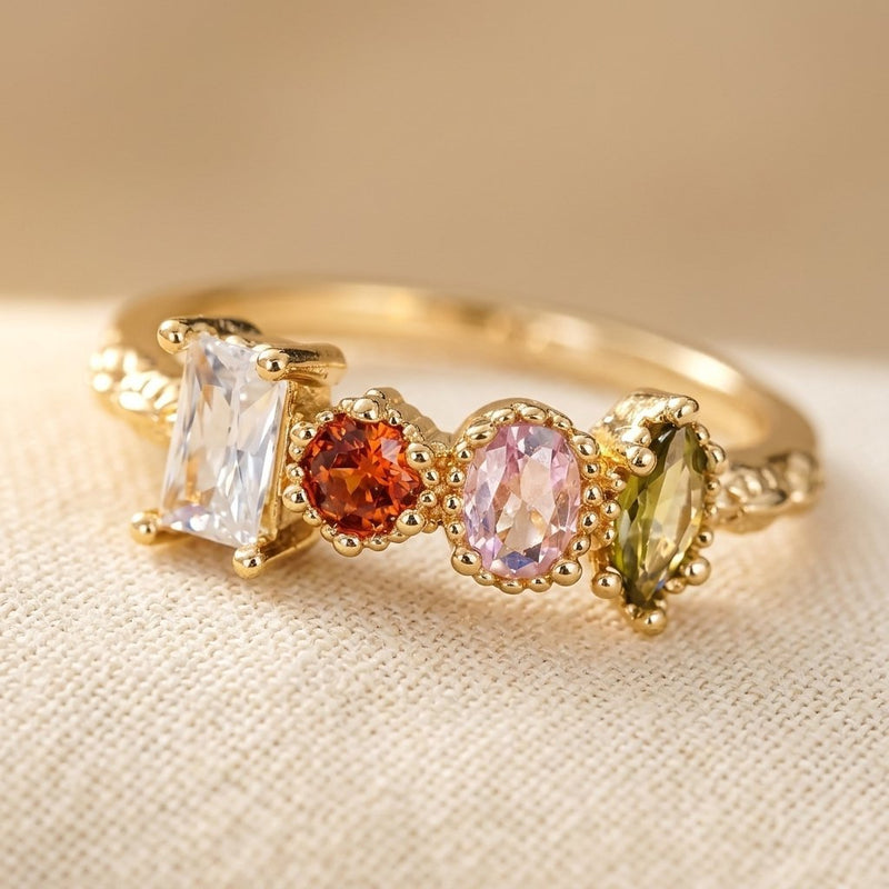 Vintage Multi Color Synthetic Gemstone Statement Ring