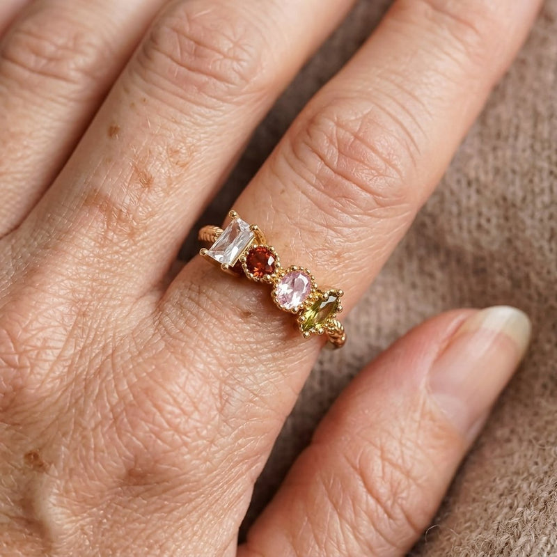 Vintage Multi Color Synthetic Gemstone Statement Ring