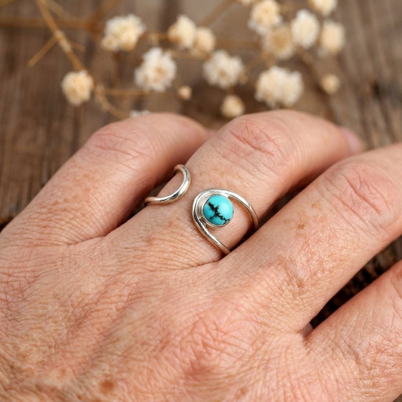Bohemian Turquoise Resin Inlay Adjustable Ring