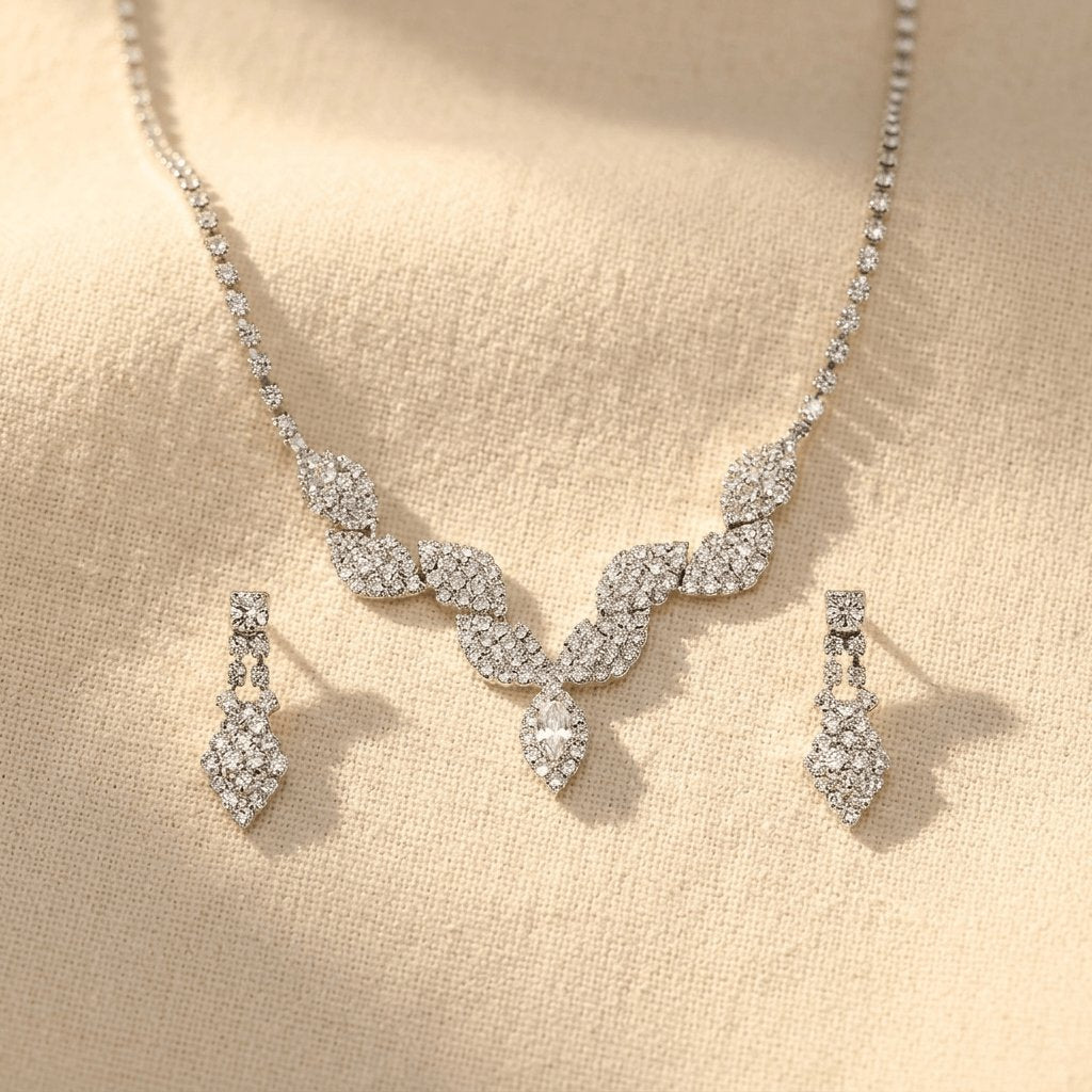 Leaf Necklace And Earrings Jewelry Set