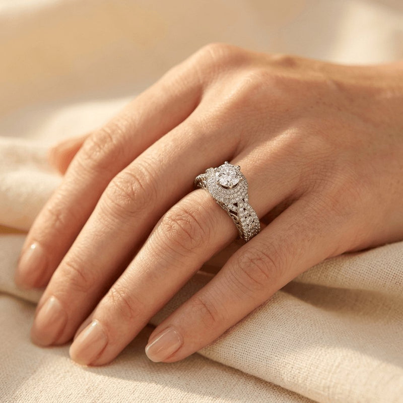 Luxury Wedding Ring Cubic Zirconia Micro Pave Ring