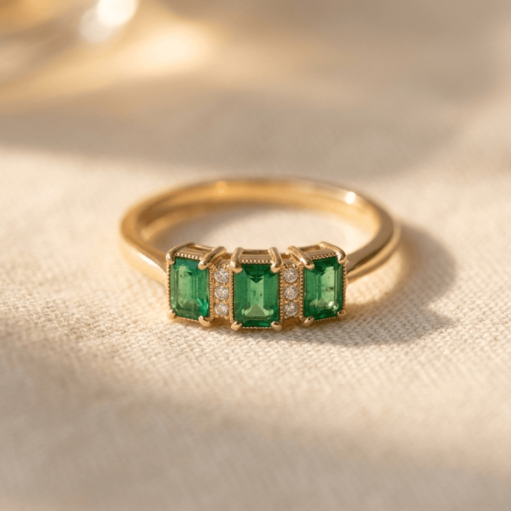 Light Luxury Green Zirconia Shimmer Engagement Ring