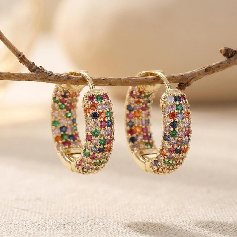 Minimalist Geometric Round Zircon Earrings