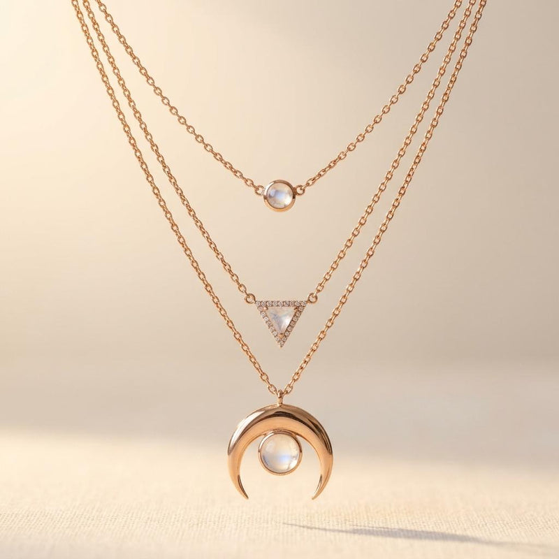 Bohemian Multi Layer Sun Moon Necklace