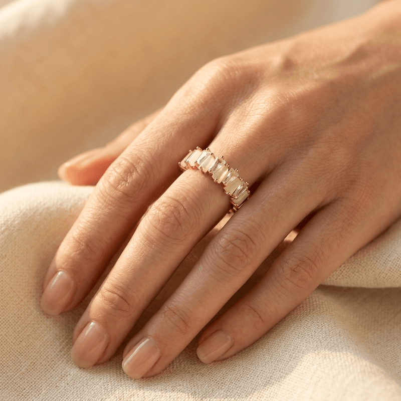 Luxurious Wide Band Triple Zirconia Stone Ring